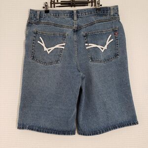 Vintage Street Rules Baggy Denim Shorts Mens 35 Blue Jorts Skater Y2k Distressed